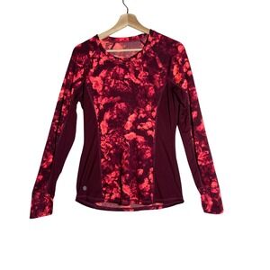Athleta Floral Print Long Sleeve Top‎ Activewear Running Shirt Size Medium